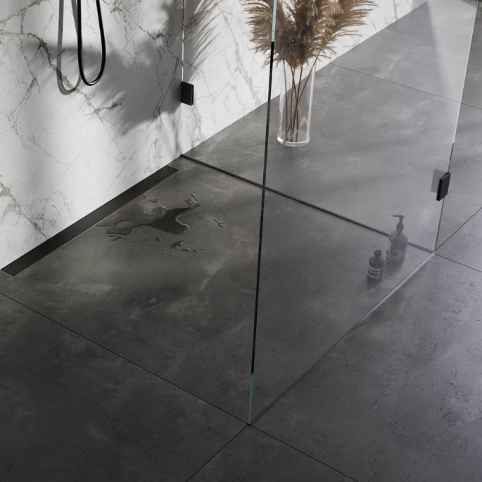 Brauer DR-MRFW90S shower channel with multifunctional grating and flange for wall mounting 7 x 90cm matt black