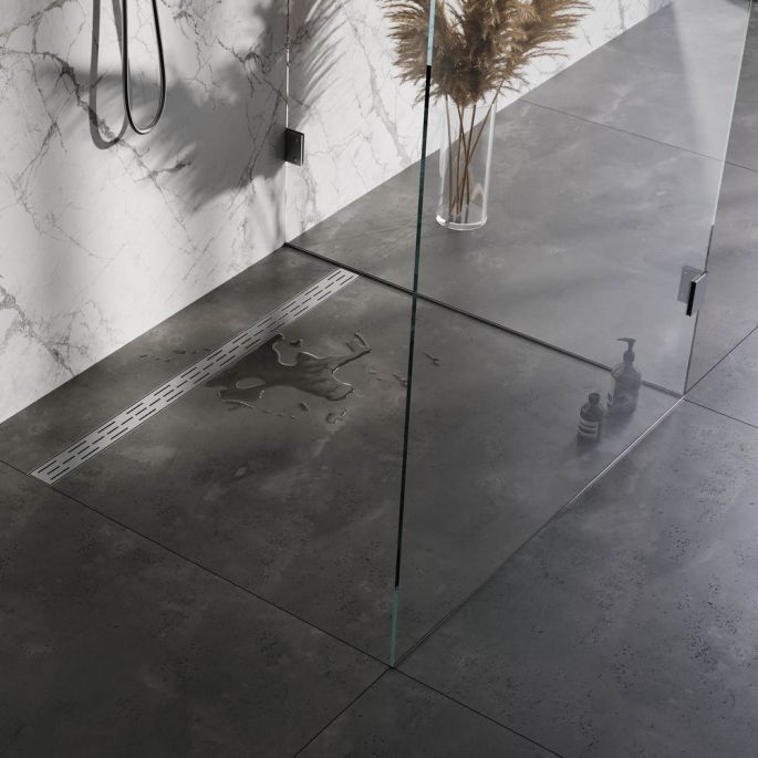 Brauer DR-SRF110NG douchegoot met standaard rooster en flens 7 x 110cm RVS geborsteld