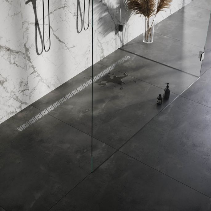 Brauer DR-SRF180NG douchegoot met standaard rooster en flens 7 x 180cm RVS geborsteld