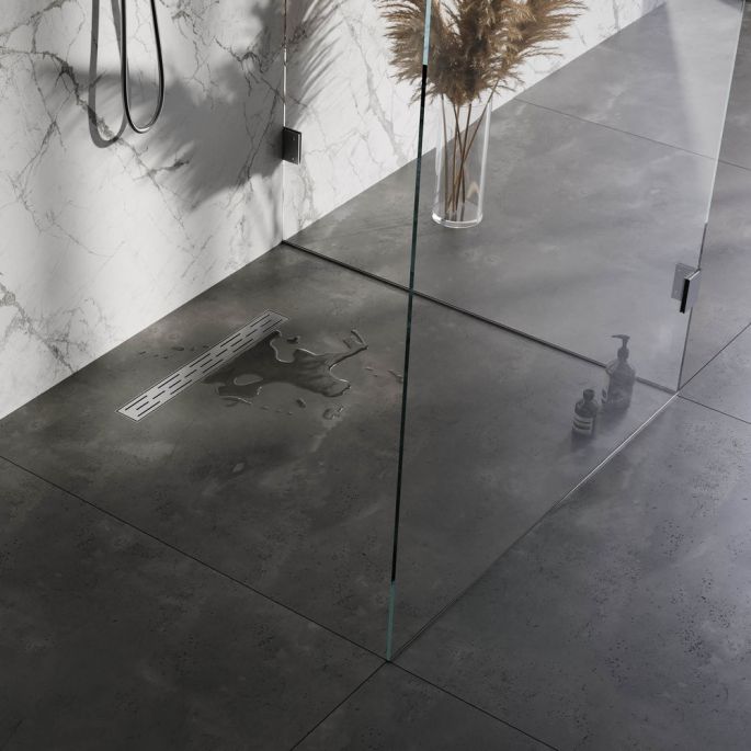 Brauer DR-SRF60NG douchegoot met standaard rooster en flens 7 x 60cm RVS geborsteld