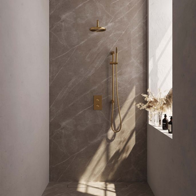 Brauer Edition 5-GG-062 thermostatic concealed rain shower 3-way diverter SET 39 gold brushed PVD