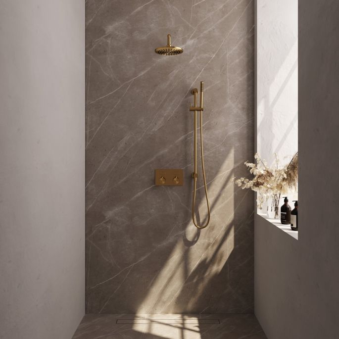 Brauer Edition 5-GG-174 thermostatic concealed rain shower with push buttons SET 63 gold brushed PVD
