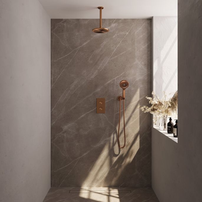 Brauer Edition 5-GK-060 thermostatic concealed rain shower 3-way diverter SET 35 copper brushed PVD