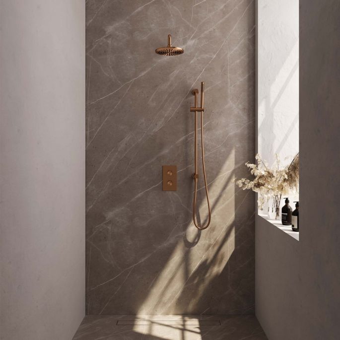 Brauer Edition 5-GK-062 thermostatic concealed rain shower 3-way diverter SET 39 copper brushed PVD