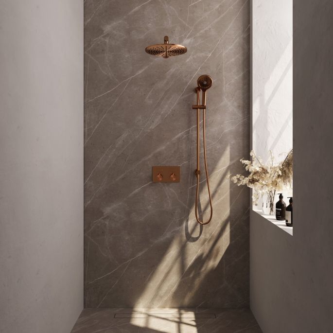 Brauer Edition 5-GK-179 thermostatic concealed rain shower with push buttons SET 68 copper brushed PVD