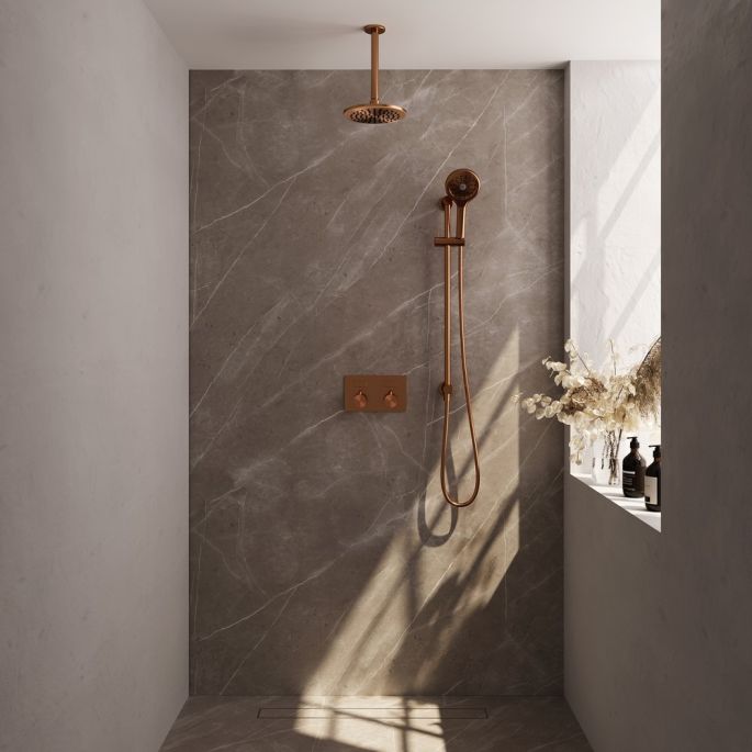 Brauer Edition 5-GK-182 thermostatic concealed rain shower with push buttons SET 71 copper brushed PVD
