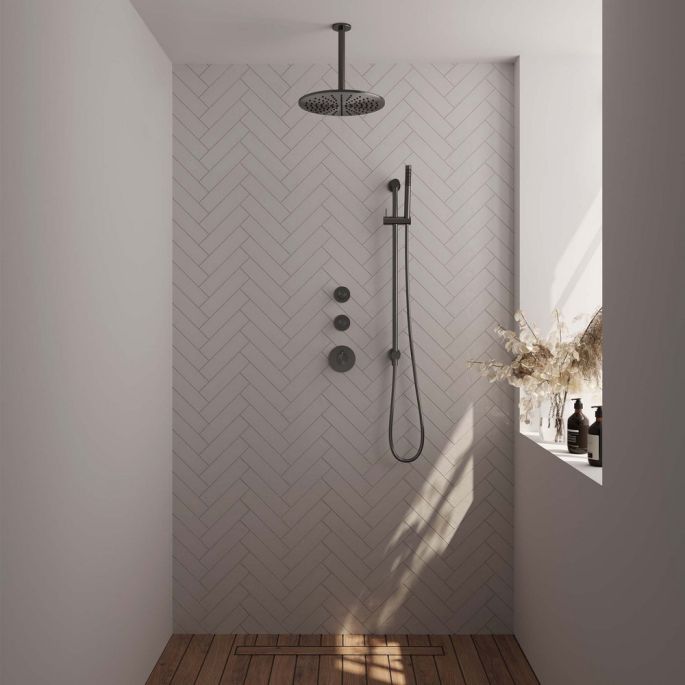 Brauer Edition 5-GM-035 thermostatic concealed rain shower SET 18 gunmetal brushed PVD