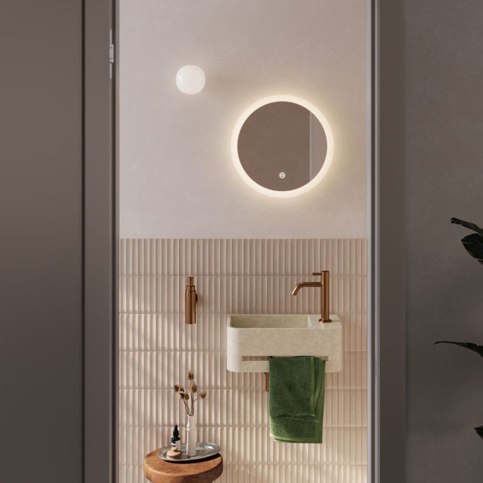 Clou InBe IB03700300201R fontein 43cm met handdoekhouder beige Microrazzo beton