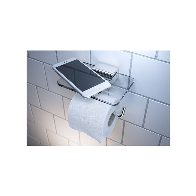 Geesa AIM 91842402 toiletrolhouder met planchet chroom