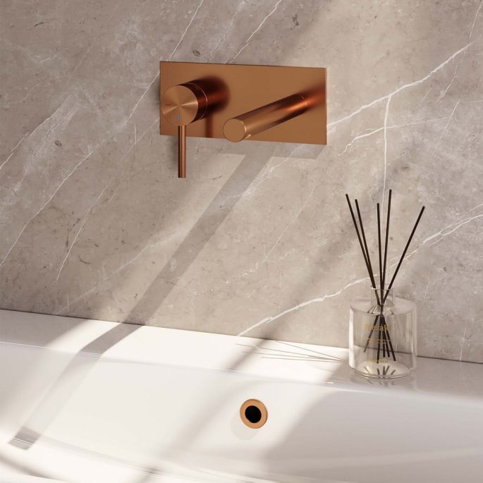 Brauer Edition 5-GK-083-S2 concealed basin mixer with straight spout and cover plate model A2 copper brushed PVD