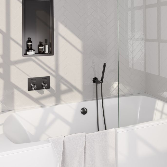 Brauer Edition 5-GM-208 thermostatische inbouw badkraan met drukknoppen SET 03 gunmetal geborsteld PVD