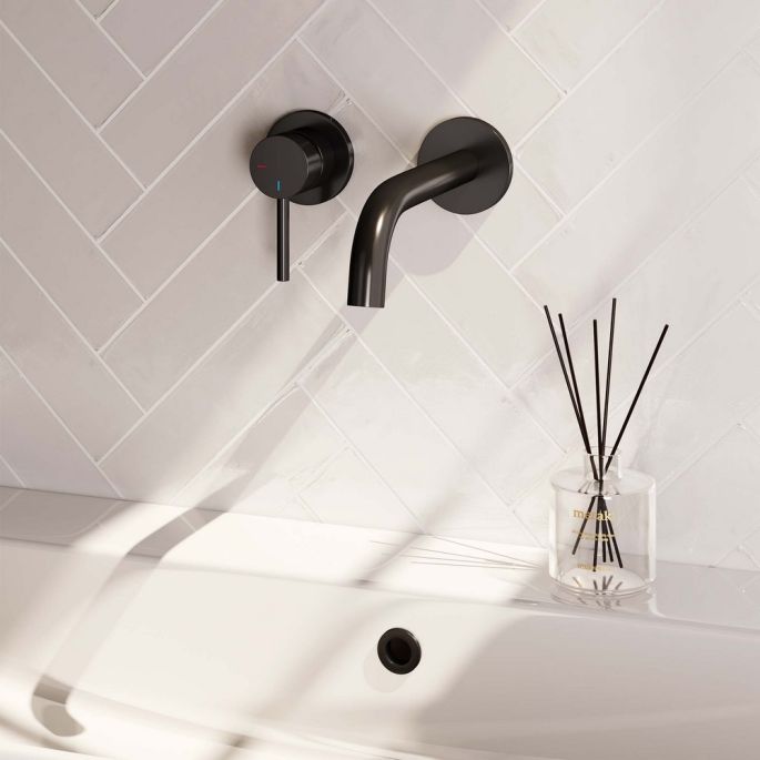 Brauer Edition 5-S-083 inbouw wastafelmengkraan met gebogen uitloop en rozetten model A2 mat zwart