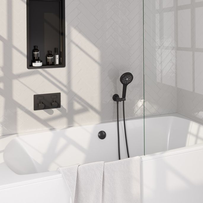 Brauer Edition 5-S-209 thermostatic concealed bath mixer with push buttons SET 04 matt black