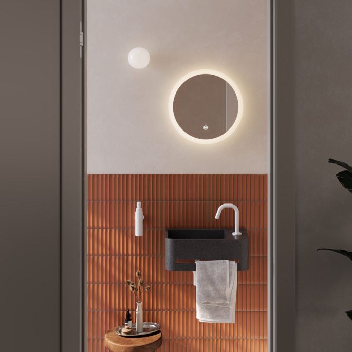 Clou InBe IB03720300201R fontein 43cm met handdoekhouder antraciet Microrazzo beton