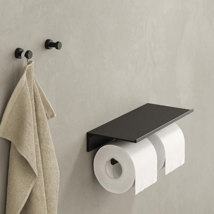 Geesa Leev 918212-06 toiletrolhouder zonder klep dubbel zwart