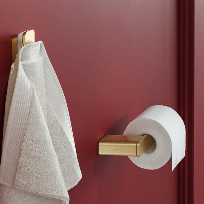 Geesa Shift Gold Brushed 919909-07-R toilet roll holder without flap (right) brushed gold