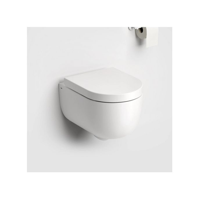 Clou Hängematte CL040108020 Randlose 49cm wandhängende Toilette mit WC-Sitze weiß matt
