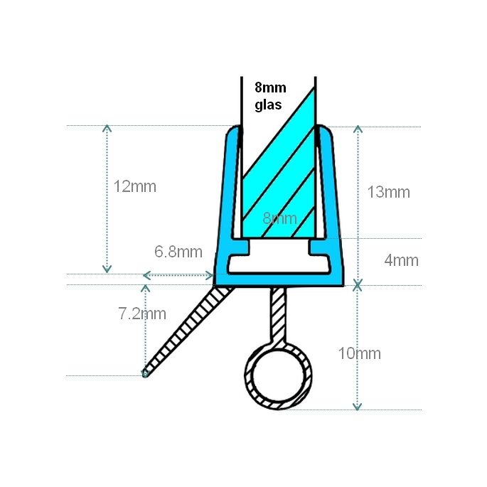 Exa-Lent Universal DS032008 - G08177200 klares Duschprofil 1 Klappe 1 rund 200cm - 8mm