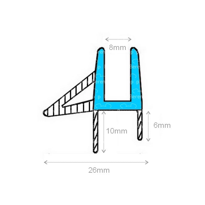 San4U ProfileDay DS121008 - SW1008 quarter round clear shower profile 3 flaps 100cm - 8mm
