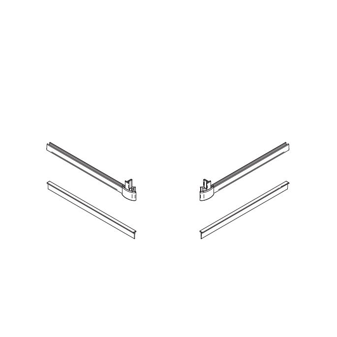 HSK Exklusiv E85058 glasdorpellijsten met eindkapjes voor 4-delige hoekinstap L + R, 6mm *niet meer leverbaar*