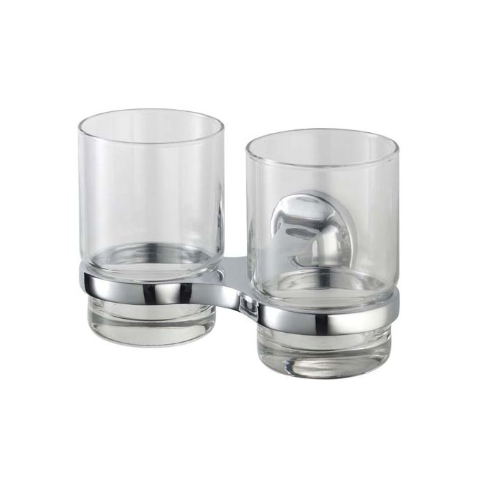 Haceka Aspen 1110700 doppelt Zahnputzbecherhalter klarglas/ chrom