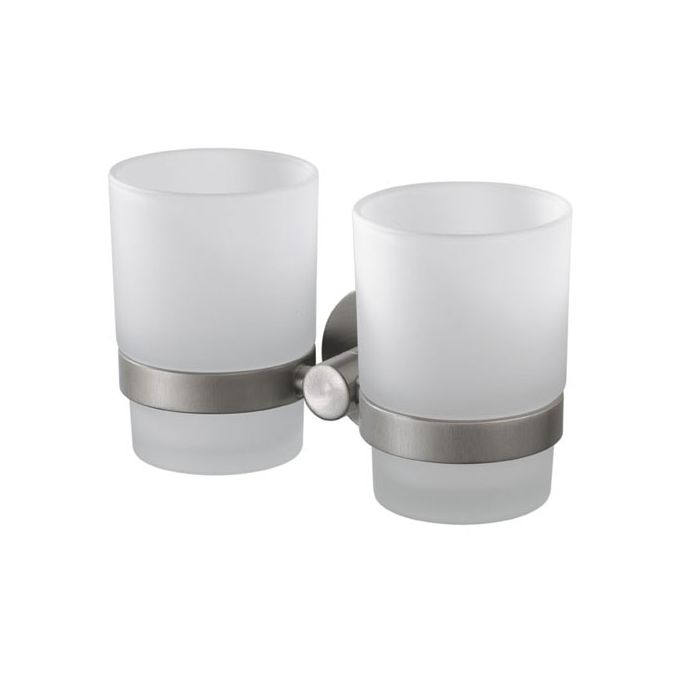 Haceka Kosmos Tec 1111706 dubbele glashouder gesatineerd glas/ RVS geborsteld