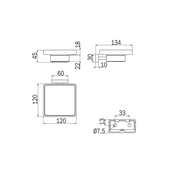 Inda Lea 1800 A18110CR21 Seifenhalter Glas satiniert chrom