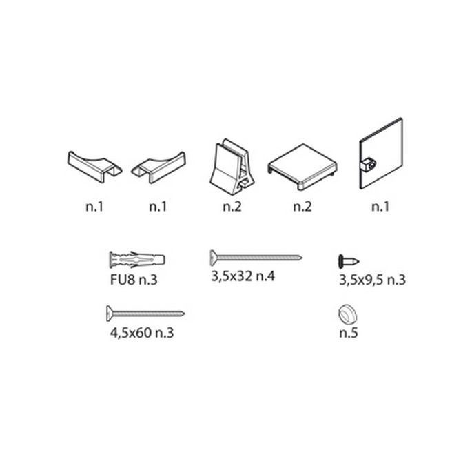 Novellini R01BN2A1-D montageset wit 030/ chroom