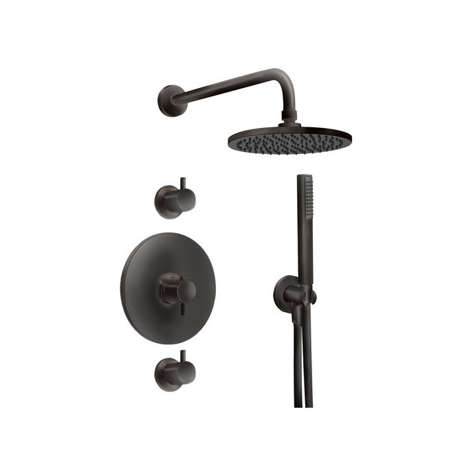 Pure Duero DU5431-ZW douche inbouwset met thermostaat en 2 stopkranen mat zwart