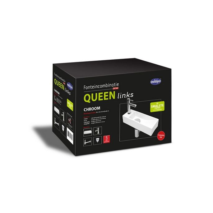 San4U 2508401 One Pack Queen (links) fonteinset wit keramiek/ chroom