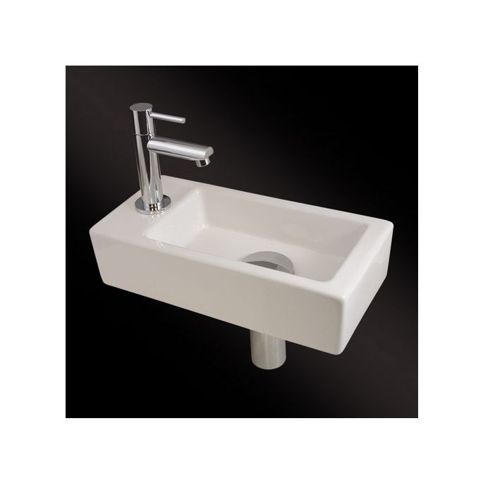 San4U 2512035 One Pack Mini-Block (links) fonteinset wit keramiek/ chroom