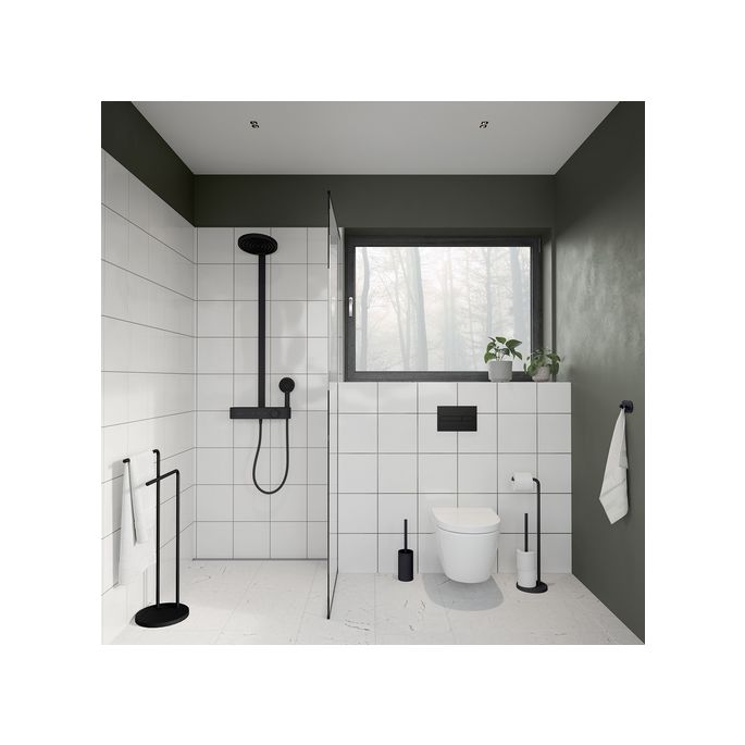 Smedbo Beschläge BB1230 Toilettenpapierhalter mit Reservepapierhalter mattschwarz