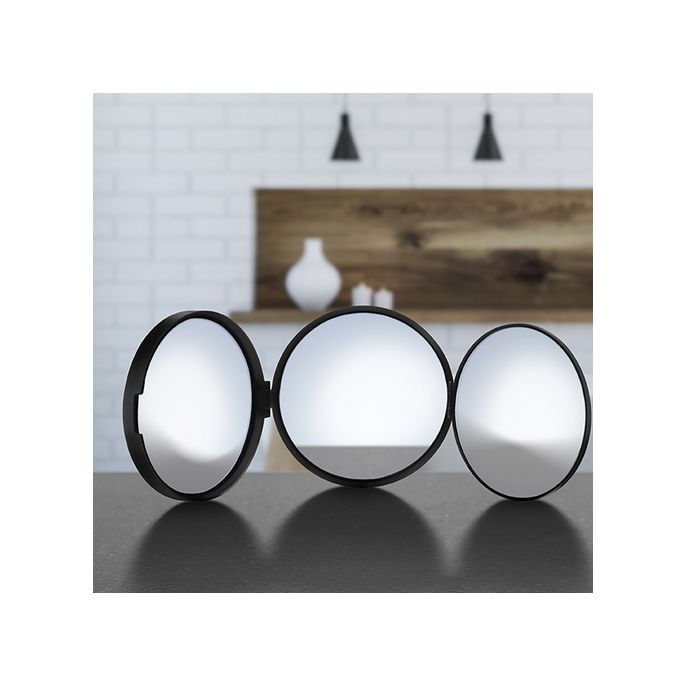 Smedbo Outline Lite FB623 reisspiegel drievoudig 1x, 5x en 12x zwart