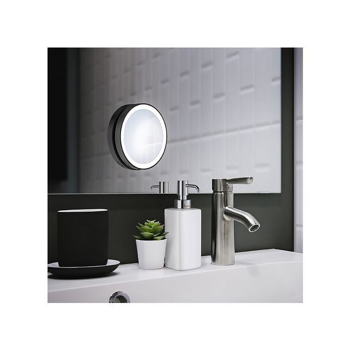 Smedbo Outline Lite FB625 vergrootspiegel met zuignappen en led verlichting 7x zwart