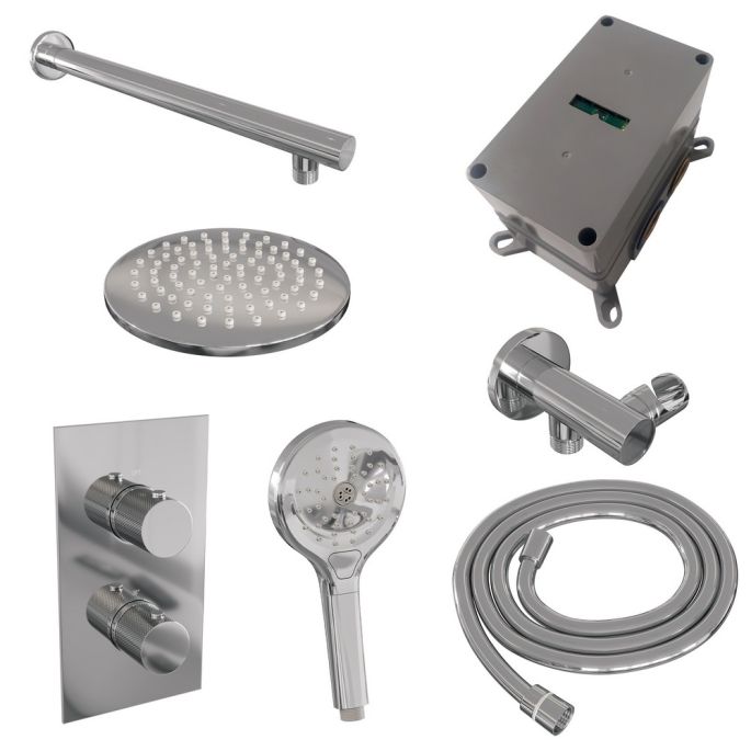 Brauer Carving 5-CE-127 thermostatic concealed rain shower 3-way diverter SET 31 chrome