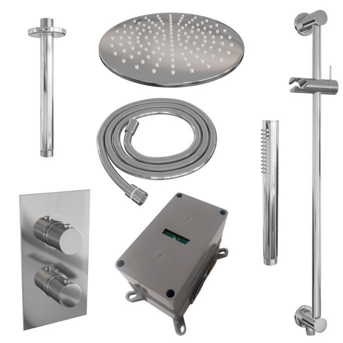 Brauer Carving 5-CE-138 thermostatic concealed rain shower 3-way diverter SET 42 chrome