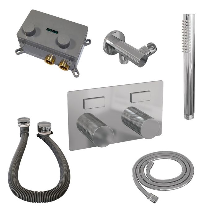 Brauer Carving 5-CE-212 thermostatische inbouw badkraan met drukknoppen SET 03 chroom