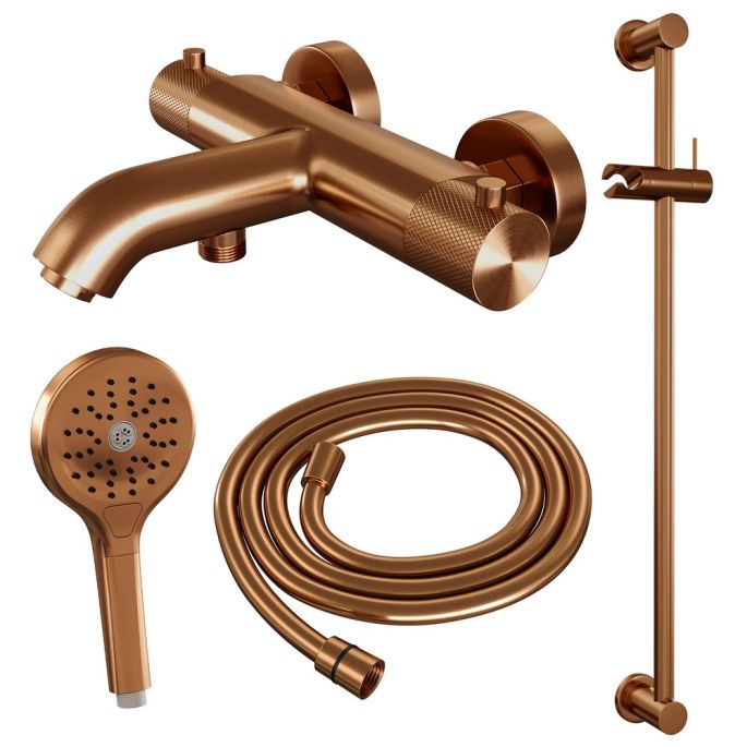 BrauerCarving 5-GK-085-2 surface-mounted bathtub shower thermostatic valve SET 02 copper brushed PVD