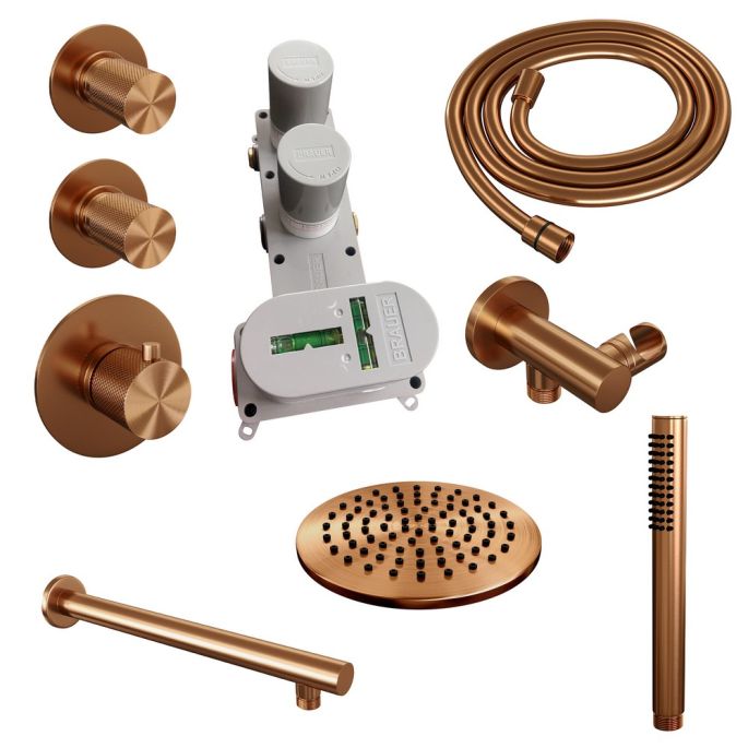 Brauer Carving 5-GK-097 thermostatische inbouw regendouche SET 01 koper geborsteld PVD