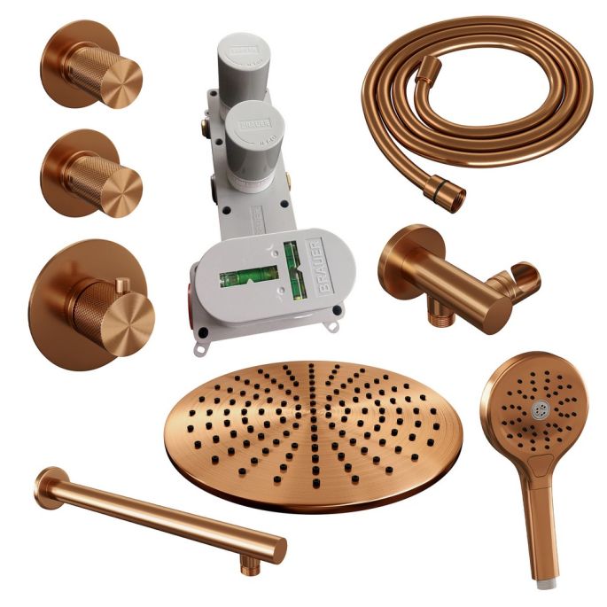 Brauer Carving 5-GK-104 thermostatische inbouw regendouche SET 08 koper geborsteld PVD