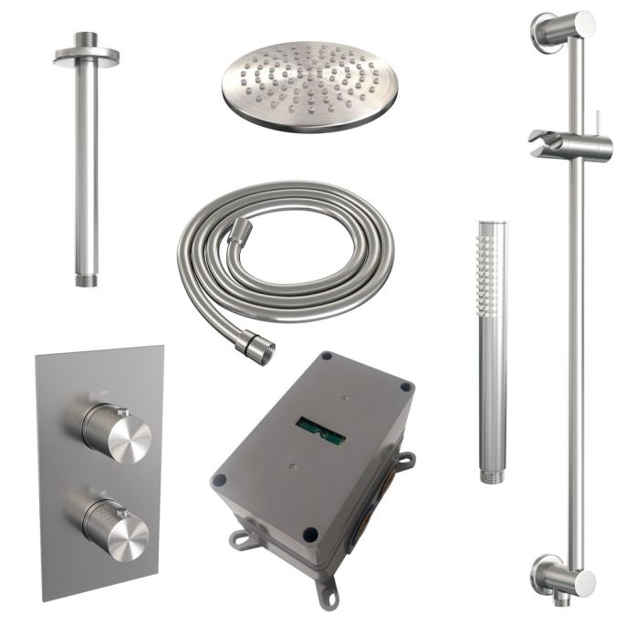 Brauer Carving 5-NG-137 thermostatic concealed rain shower 3-way diverter SET 41 stainless steel brushed PVD