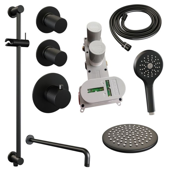 Brauer Carving 5-S-117 thermostatic concealed rain shower SET 21 matte black