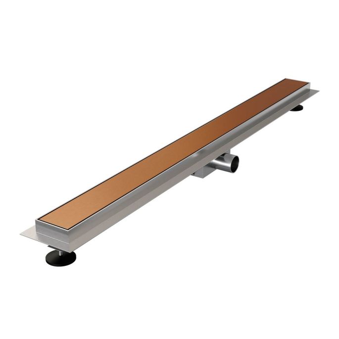 Brauer DR-MRF100GK douchegoot met multifunctioneel rooster en flens 7 x 100cm koper geborsteld PVD