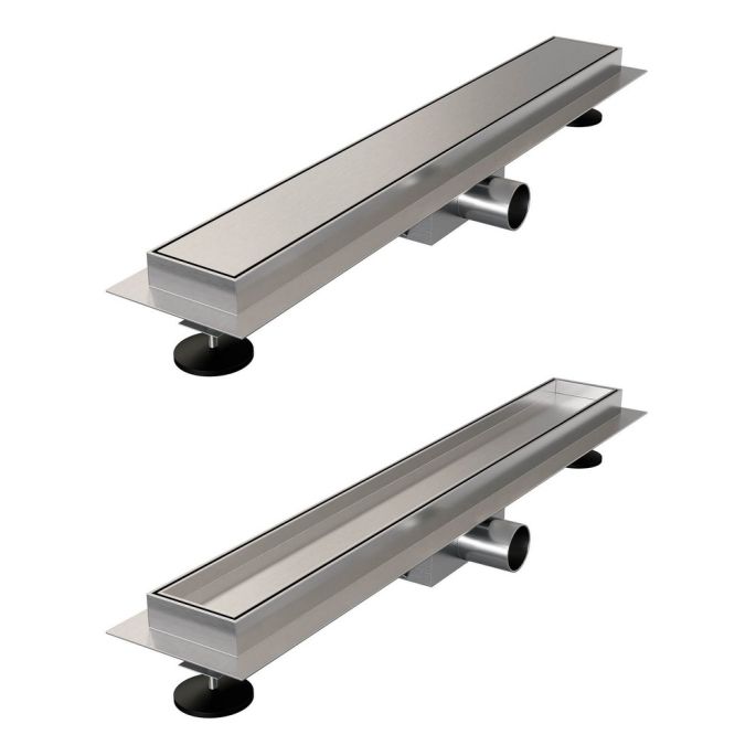 Brauer DR-MRF60NG douchegoot met multifunctioneel rooster en flens 7 x 60cm RVS geborsteld