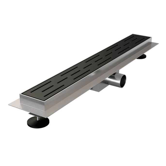 Brauer DR-SRF60S douchegoot met standaard rooster en flens 7 x 60cm mat zwart