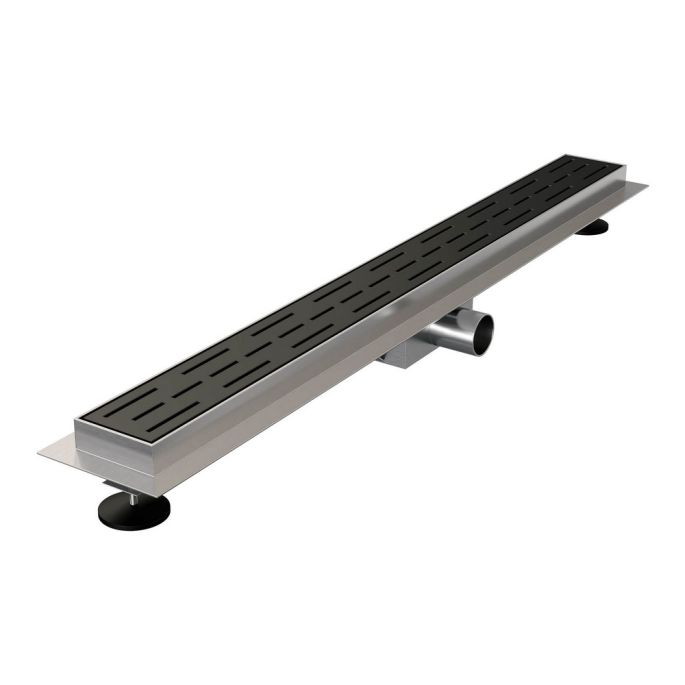 Brauer DR-SRF70S douchegoot met standaard rooster en flens 7 x 70cm mat zwart