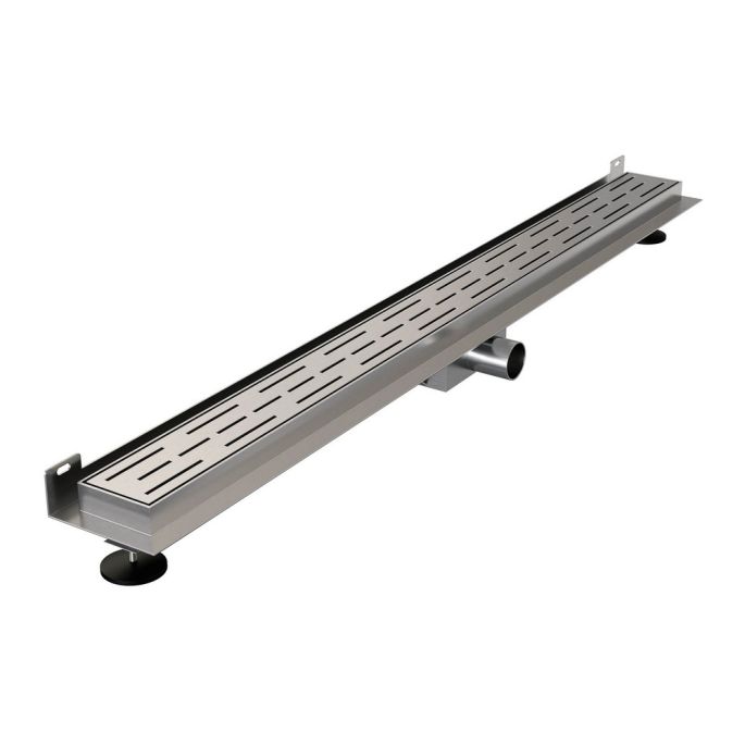 Brauer DR-SRFW100NG douchegoot met standaard rooster en flens voor wandmontage 7 x 100cm RVS geborsteld