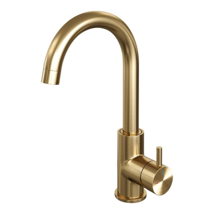 Brauer Edition 5-GG-003-R2 high surface-mounted basin mixer with swivel round spout model B gold brushed PVD