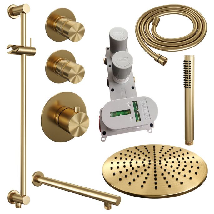 Brauer Edition 5-GG-034 thermostatische Unterputz-Regenbrause SET 14 Gold gebürstet PVD