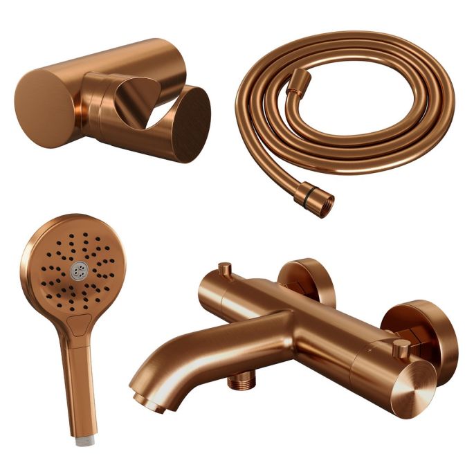 Brauer Edition 5-GK-041-4 surface-mounted bath shower thermostatic mixer SET 04 copper brushed PVD